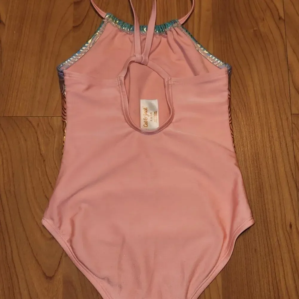Cat & Jack Rainbow Striped Fringe One Piece Swimsuit Girls sz6/6X